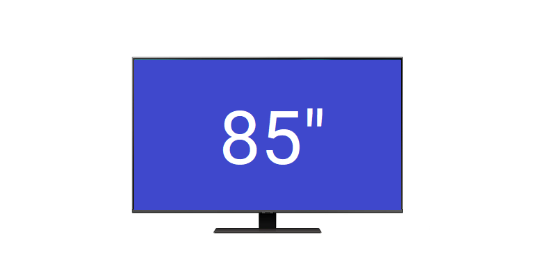 85 inch TV afmetingen, lengte en in centimeters.